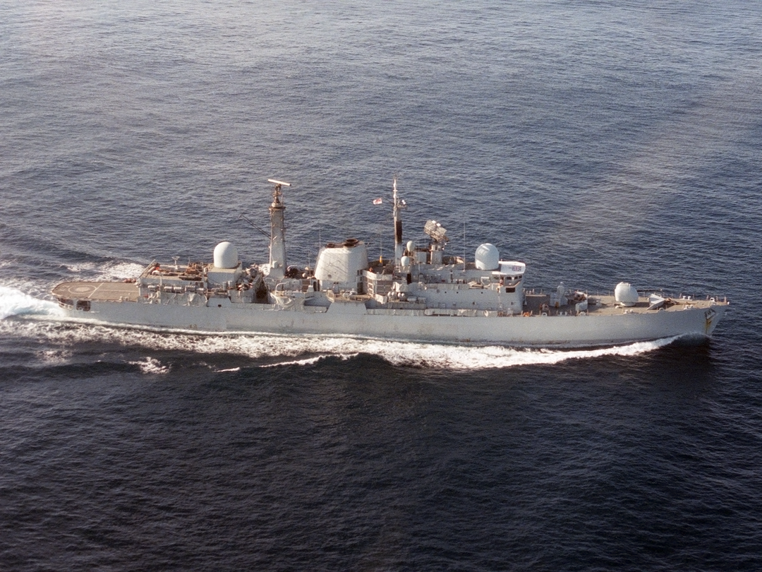 HMS Exeter (D89) Royal Navy Type 42 Destroyer At Sea 1986 Photo Print Wall Art Decor - Posters, Prints, & Visual Artwork - by Hampshire Prints (image 1 of 9)