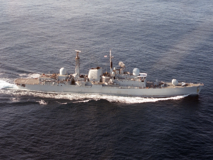 HMS Exeter (D89) Royal Navy Type 42 Destroyer At Sea 1986 Photo Print Wall Art Decor - Posters, Prints, & Visual Artwork - by Hampshire Prints (image 1 of 9)