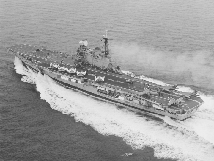 HMS Hermes (R12) Royal Navy Centaur Class Aircraft Carrier Starboard View at Sea Photo Print Wall Art Decor - Posters, Prints, & Visual Artwork - by Hampshire Prints (image 1 of 9)