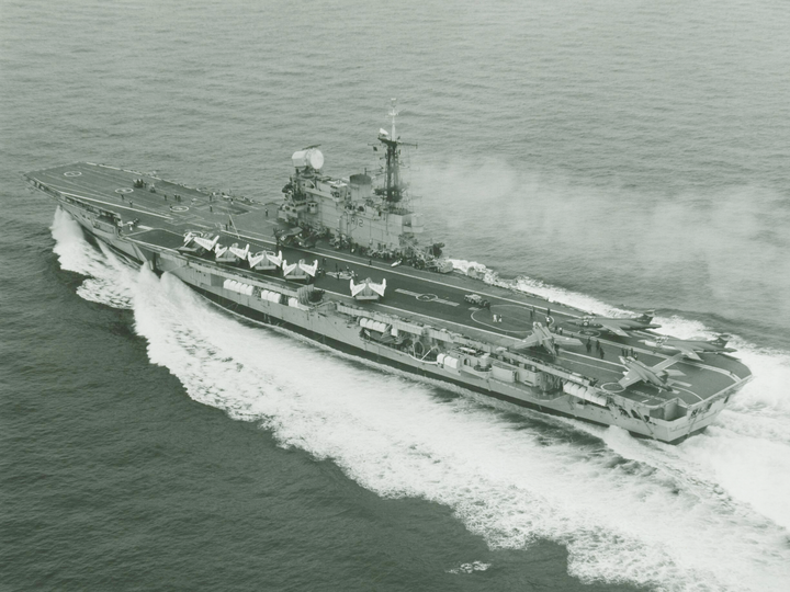 HMS Hermes (R12) Photo Print - Starboard View at Sea - Royal Navy Centaur Class Aircraft Carrier Hampshire Prints 6 x 4 No Frame No