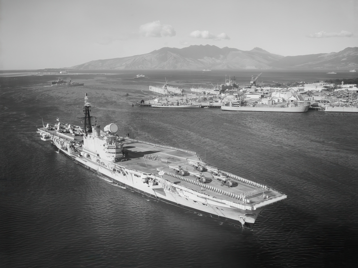 HMS Hermes (R12) Royal Navy Centaur Class Aircraft Carrier Philippines 1961 Photo Print Wall Art Decor - Posters, Prints, & Visual Artwork - by Hampshire Prints (image 1 of 9)