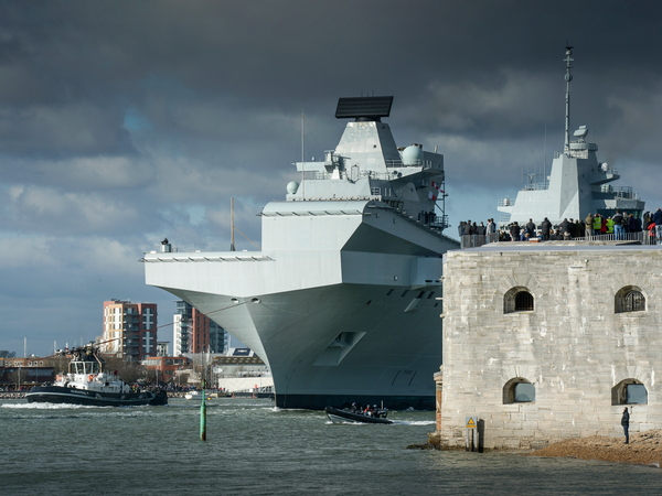 HMS Queen Elizabeth R08 Queen Elizabeth Class Aircraft Carrier February 2018 Round Tower