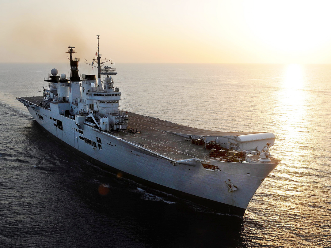 HMS Illustrious (R06) Royal Navy Invincible Class Aircraft Carrier At Sunset 2013 Photo Print Wall Art Decor - Posters, Prints, & Visual Artwork - by Hampshire Prints (image 1 of 9)