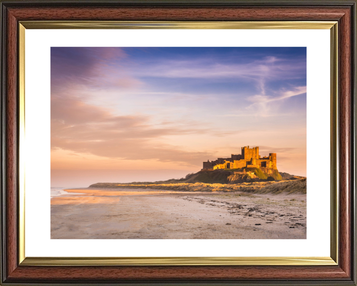 Bamburgh Castle Northumberland from the beach at sunset Photo Print - Canvas - Framed Photo Print - Hampshire Prints