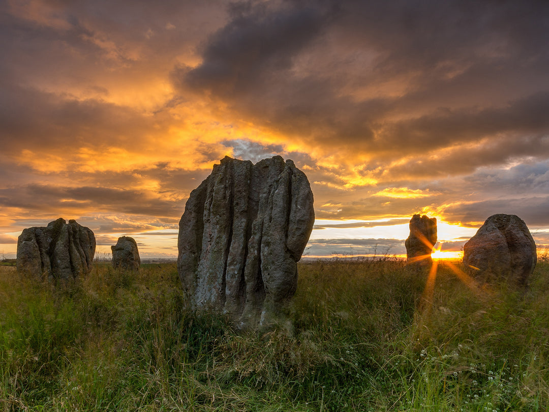 Duddo Five Stones Northumberland at sunset Photo Print - Canvas - Framed Photo Print - Hampshire Prints