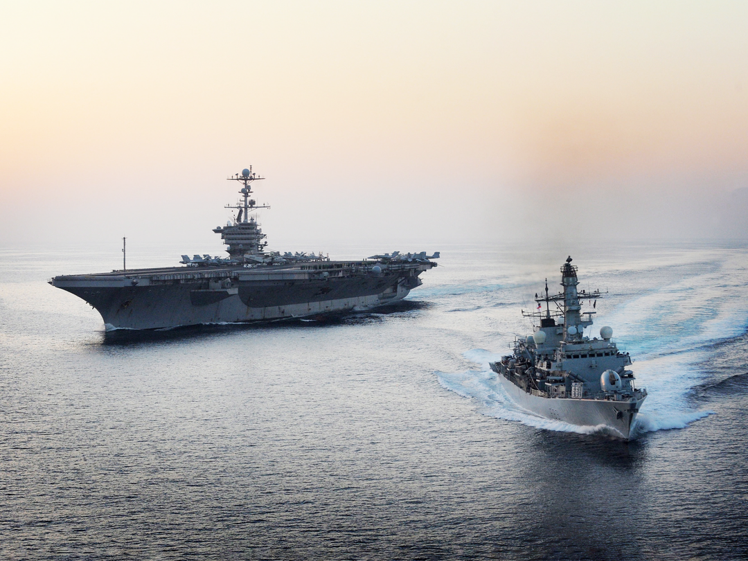 HMS St Albans F83 Type 23 Frigate October 2011 With USS John C Stennis Photo Print - Posters, Prints, & Visual Artwork - by Hampshire Prints (image 1 of 9)