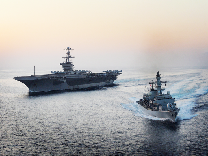 HMS St Albans F83 Type 23 Frigate October 2011 With USS John C Stennis Photo Print - Posters, Prints, & Visual Artwork - by Hampshire Prints (image 1 of 9)