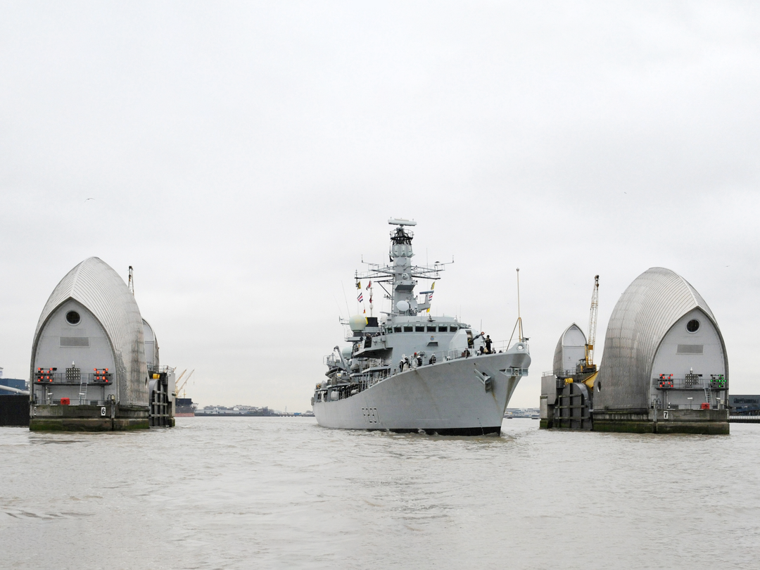 HMS Westminster F237 Type 23 Frigate February 2011 Thames Barrier Photo Print - Posters, Prints, & Visual Artwork - by Hampshire Prints (image 1 of 9)
