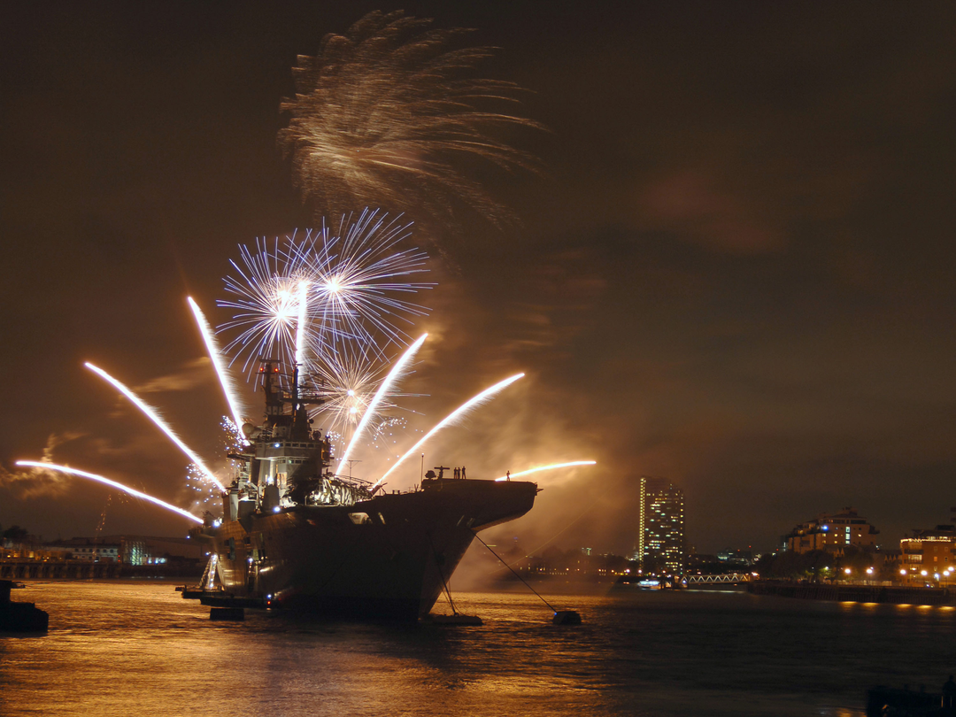HMS Illustrious (R06) Photo Print - With fireworks 2009 - Royal Navy Invincible Class Aircraft Carrier Hampshire Prints 6 x 4 No Frame No