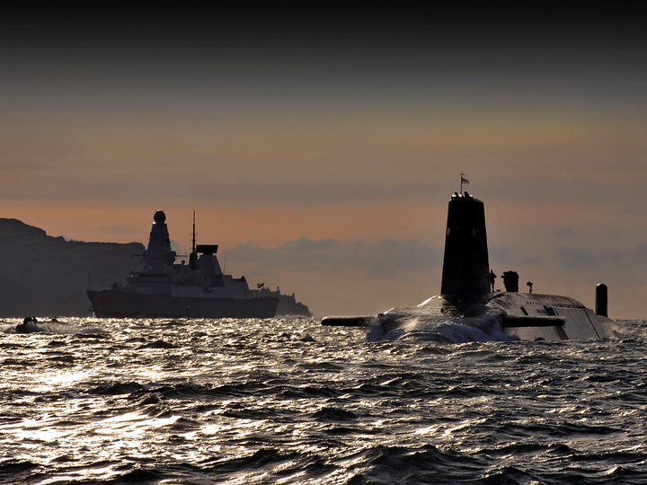HMS Vanguard (S28) Photo Print - With HMS Dragon - Royal Navy Vanguard Class Submarine Posters, Prints, & Visual Artwork Hampshire Prints 6 x 4 No Frame No
