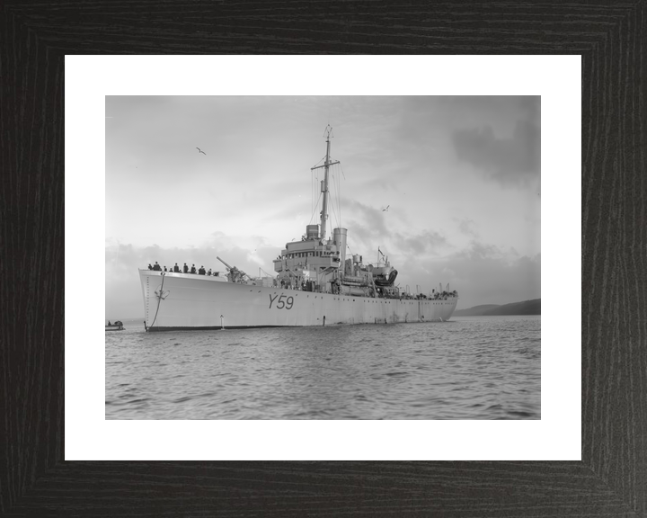 HMS Fishguard (Y59) Royal Navy Banff Class Sloop At Anchor Photo Print Wall Art Decor - Posters, Prints, & Visual Artwork - by Hampshire Prints (image 2 of 9)