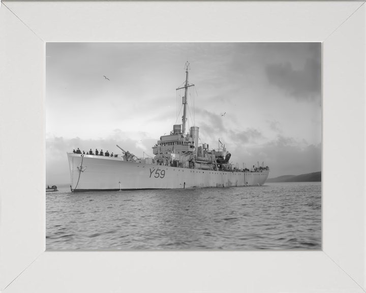 HMS Fishguard (Y59) Royal Navy Banff Class Sloop At Anchor Photo Print Wall Art Decor - Posters, Prints, & Visual Artwork - by Hampshire Prints (image 5 of 9)
