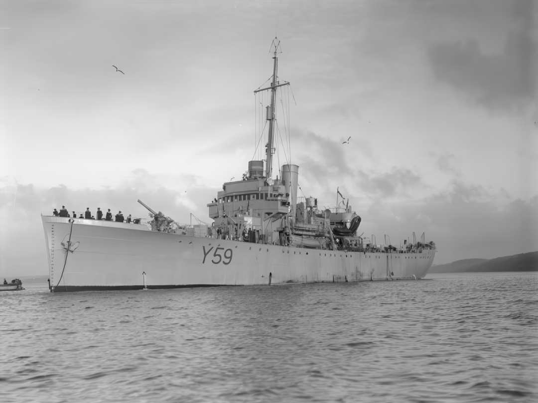 HMS Fishguard (Y59) Royal Navy Banff Class Sloop At Anchor Photo Print Wall Art Decor - Posters, Prints, & Visual Artwork - by Hampshire Prints (image 1 of 9)