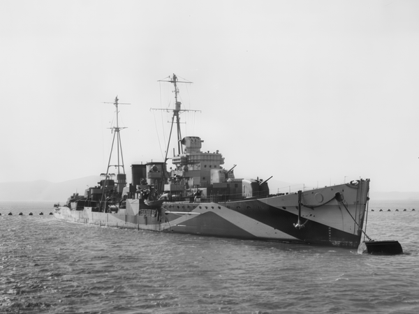 HMS Delhi D47 Danae Class Cruiser April 1942