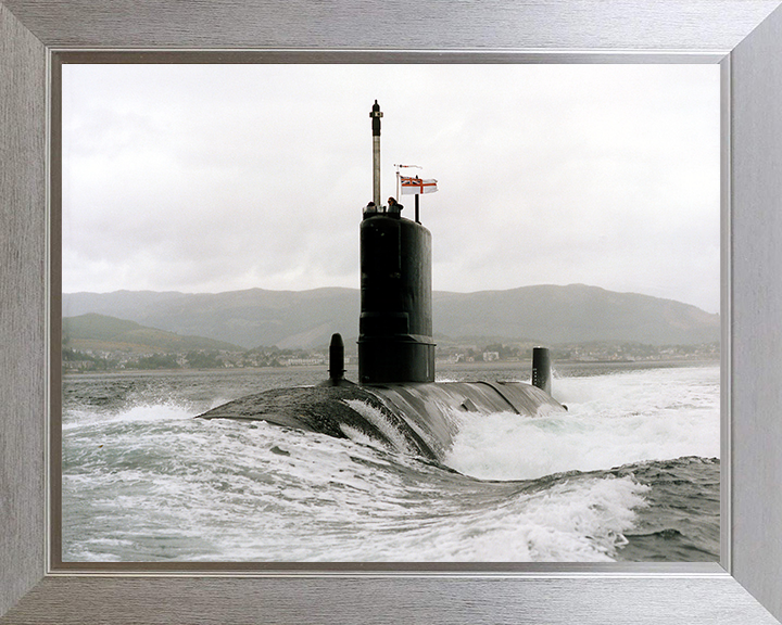 HMS Tireless (S88) Trafalgar Class Submarine Photo Print Clyde 1994 Royal Navy Wall Art Naval Decor Posters, Prints, & Visual Artwork Hampshire Prints 10 x 8 Silver Frame No