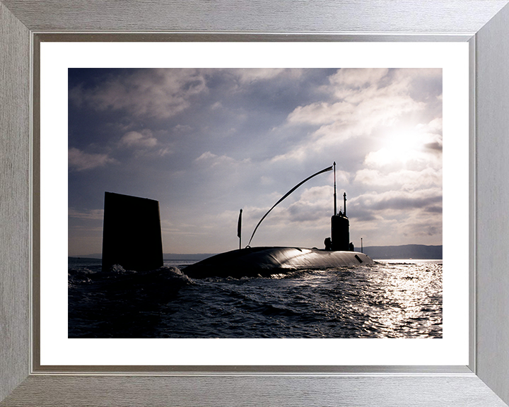 HMS Torbay (S90) Trafalgar Class Submarine Photo Print Gareloch Royal Navy Wall Art Naval Decor Posters, Prints, & Visual Artwork Hampshire Prints 10 x 8 Silver Frame Yes