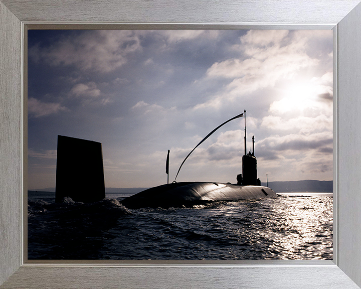 HMS Torbay (S90) Trafalgar Class Submarine Photo Print Gareloch Royal Navy Wall Art Naval Decor Posters, Prints, & Visual Artwork Hampshire Prints 10 x 8 Silver Frame No