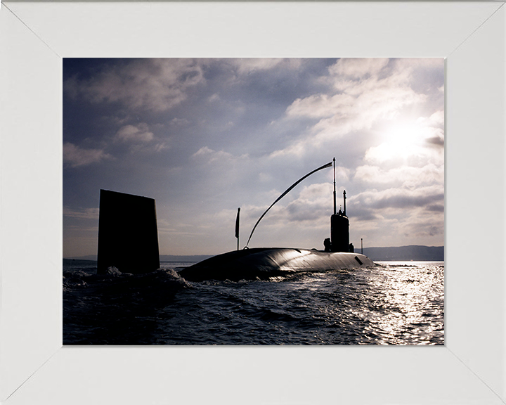 HMS Torbay (S90) Trafalgar Class Submarine Photo Print Gareloch Royal Navy Wall Art Naval Decor Posters, Prints, & Visual Artwork Hampshire Prints 10 x 8 White Frame No