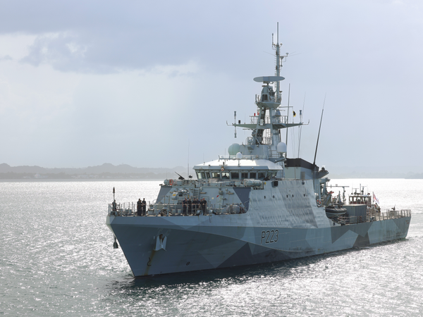 HMS Medway P223 River Class Patrol Vessel October 2025 Entering Harbour