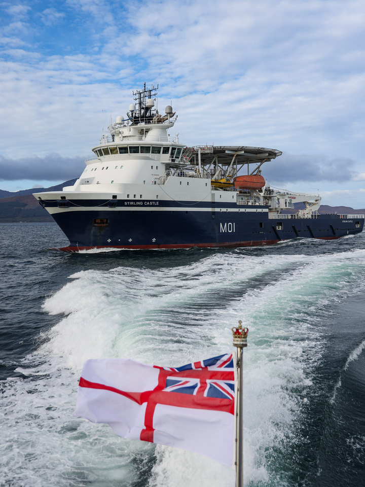 HMS Stirling Castle (M01) Photo Print - At Sea Oct 2025 - Royal Navy Mine Countermeasures Support Vessel
