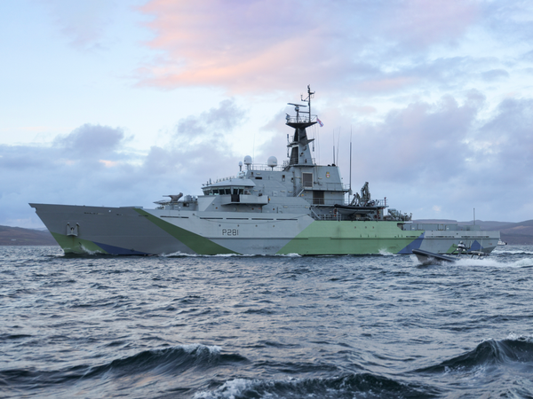 HMS Tyne P281 River Class Patrol Vessel October 2025 With USV Uncrewed Boats