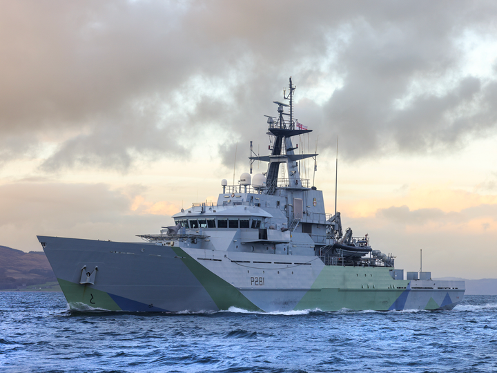 HMS Tyne (P281) Photo Print - At Sunset 2025 - Royal Navy River Class Patrol Vessel