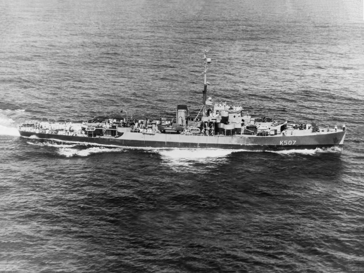 HMS Dominica (K507) Photo Print - At sea 1944 - Royal Navy Colony Class Frigate