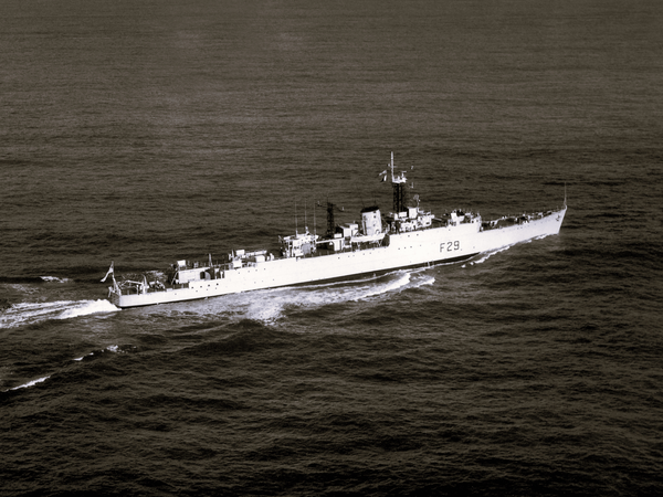 HMS Verulam F29 Type 15 Frigate 1953 At Sea