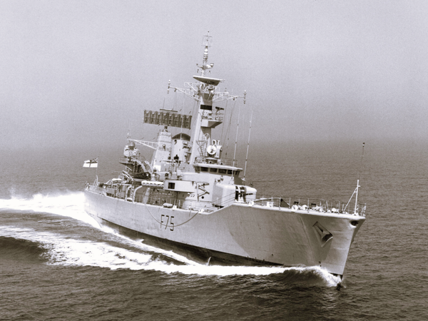 HMS Charybdis F75 Leander Class Frigate 1976 Underway