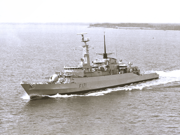 HMS Active F171 Type 21 Frigate Port Side View