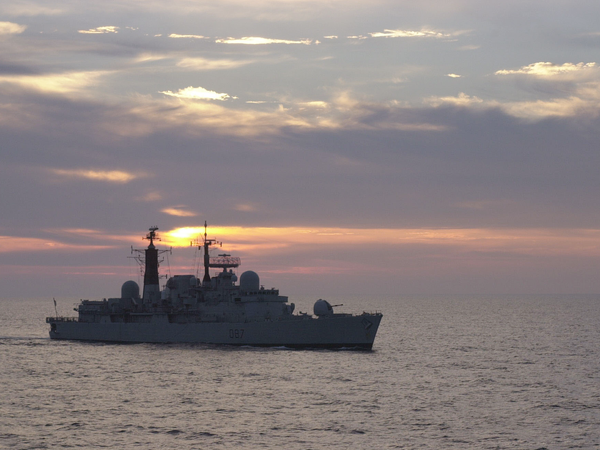 HMS Newcastle D87 Type 42 Destroyer 2000 Sunset Silhouette