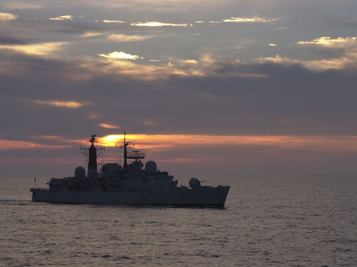HMS Newcastle (D87) Photo Print - Sunset Silhouette 2000 - Royal Navy Type 42 Destroyer