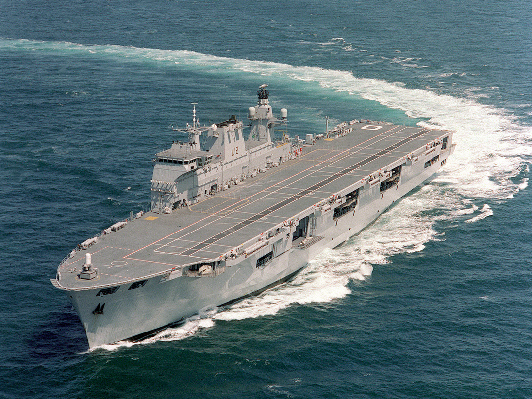 HMS Ocean (L12) Photo Print - Off Portland 1998 - Royal Navy Landing Platform Helicopter