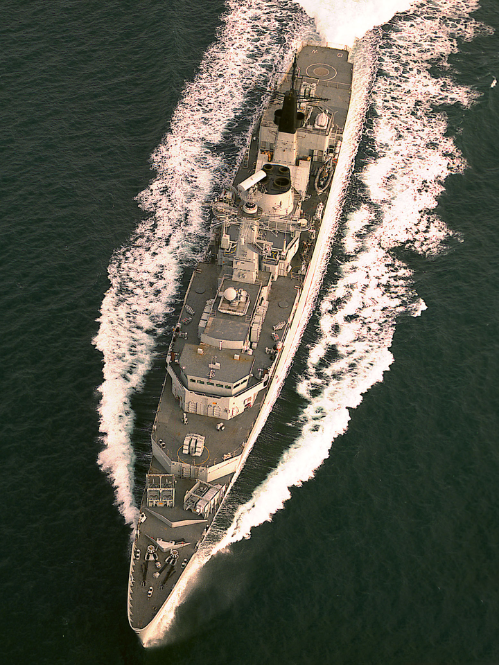 HMS Broadsword (F88) Photo Print - From Above - Royal Navy Type 22 Frigate