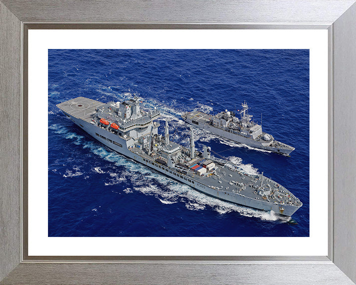 RFA Wave Knight (A389) Photo Print - During a RAS - Royal Fleet Auxiliary Wave Class Tanker Hampshire Prints 10 x 8 Silver Frame Yes
