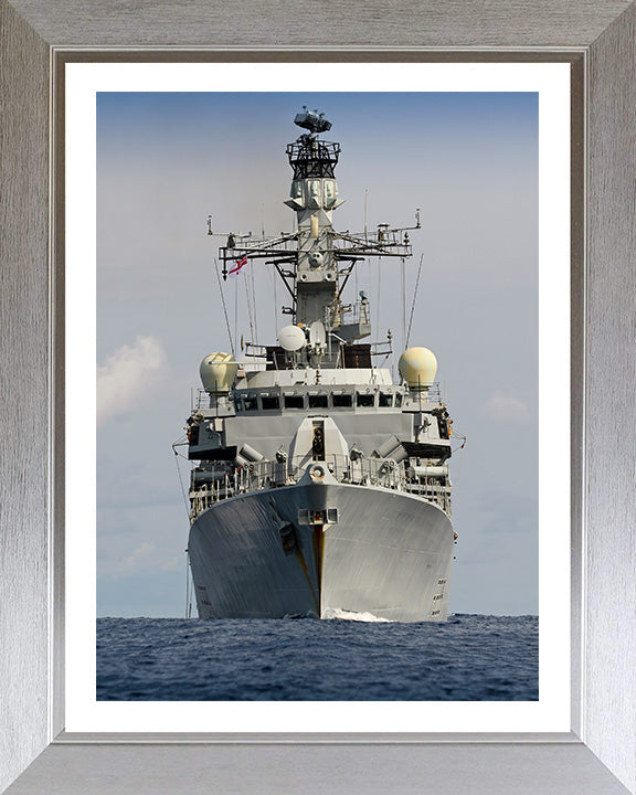 HMS Lancaster (F229) Photo Print - Low Bow View - Royal Navy Type 23 Frigate Hampshire Prints 10 x 8 Silver Frame Yes