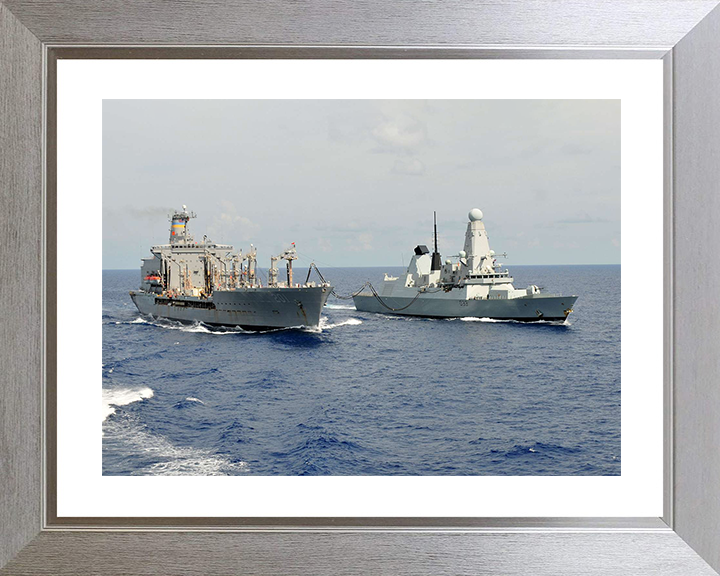 HMS Dauntless (D33) Royal Navy Type 45 Destroyer During a RAS Photo Print Wall Art Decor Posters, Prints, & Visual Artwork Hampshire Prints 10 x 8 Silver Frame Yes