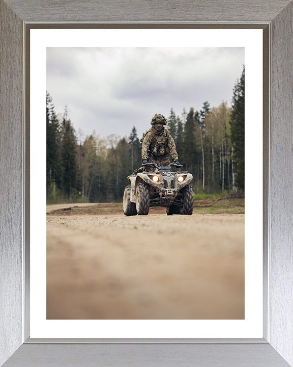 1 Mercian Soldier Riding a Quad bike Photo Print - British Army Hampshire Prints 10 x 8 Silver Frame Yes