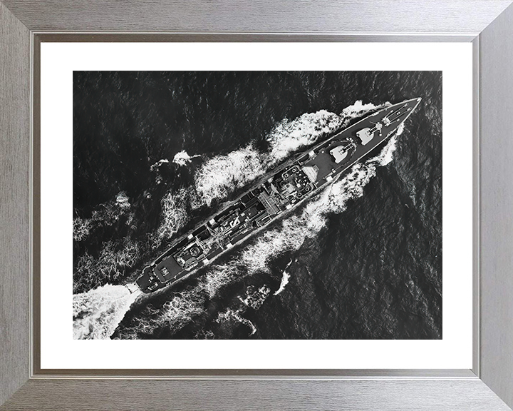 HMS Barrosa (D68) Royal Navy Battle Class Destroyer From Above Photo Print Wall Art Decor Posters, Prints, & Visual Artwork Hampshire Prints 10 x 8 Silver Frame Yes