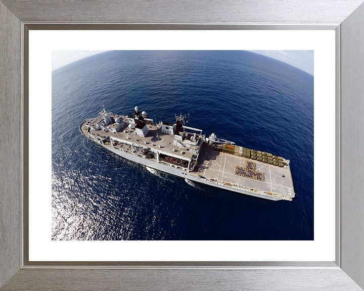 HMS Albion (L14) Royal Navy Albion Class Amphibious Ship From Above Photo Print Wall Art Naval Decor Posters, Prints, & Visual Artwork Hampshire Prints 10 x 8 Silver Frame Yes
