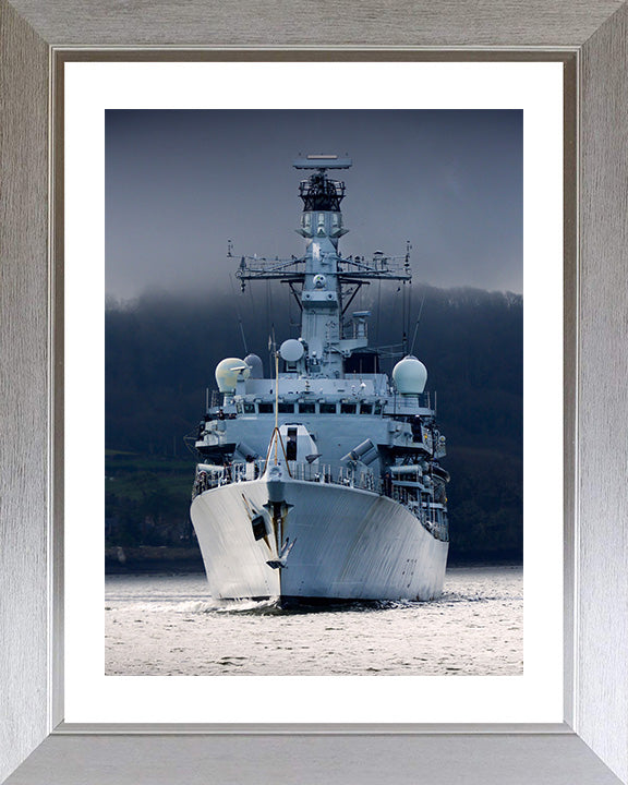 HMS Portland (F79) Photo Print - Low Bow View - Royal Navy Type 23 Frigate Hampshire Prints 10 x 8 Silver frame Yes