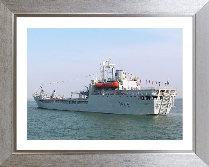RFA Sir Tristram (L3505) Photo Print - Port Quarter View - Royal Fleet Auxiliary Round Table Class Ship Hampshire Prints 10 x 8 Silver Frame Yes