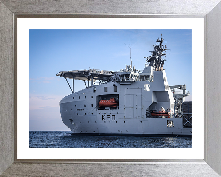 RFA Proteus (K60) Photo Print - Closeup - Royal Fleet Auxiliary Ocean Surveillance Ship Hampshire Prints 10 x 8 Silver Frame Yes