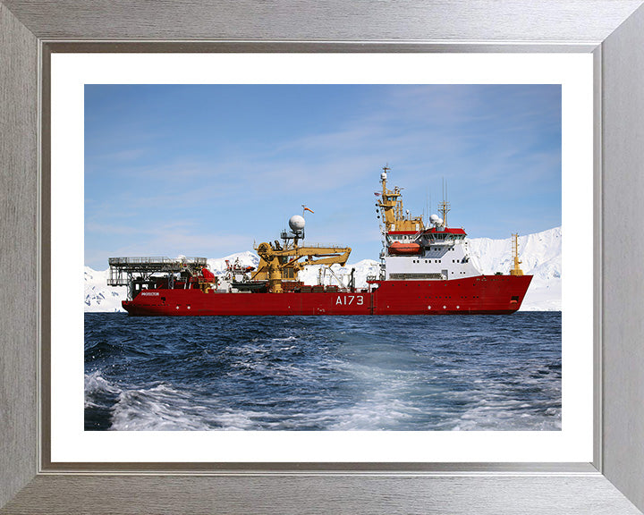 HMS Protector (A173) Photo Print - Starboard Beam - Royal Navy Ice Patrol Vessel Hampshire Prints 10 x 8 Silver Frame Yes