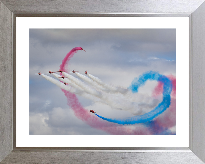 RAF Red Arrows Royal International Air Tattoo 2025 Photo Print - Royal Air Force Aircraft Hampshire Prints 10 x 8 Silver Frame Yes
