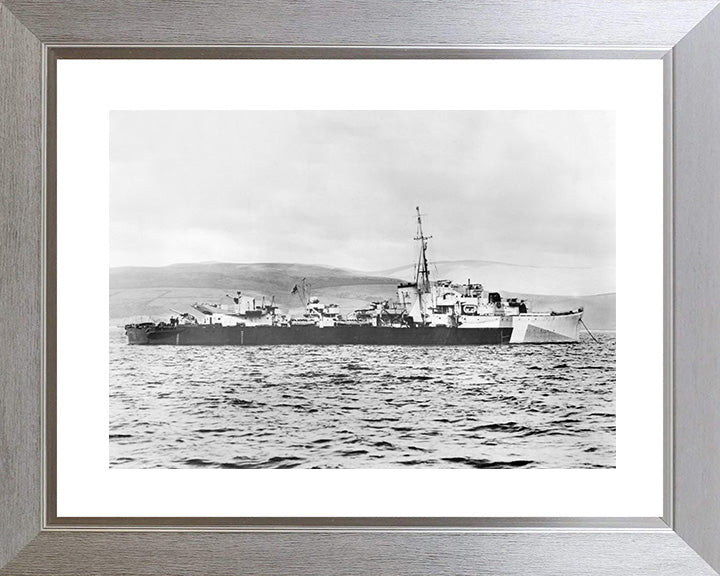 HMS Obedient (G48) Photo Print - Starboard View - Royal Navy O Class Destroyer Hampshire Prints 10 x 8 Silver Frame Yes