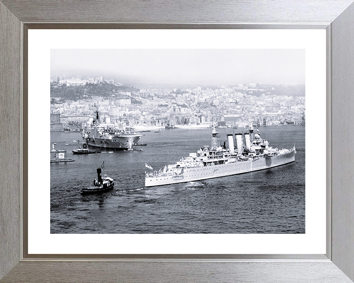 HMS Cumberland (57) Royal Navy County Class Cruiser Warship Naples 1955 Photo Print Wall Art Decor Posters, Prints, & Visual Artwork Hampshire Prints 10 x 8 Silver Frame Yes