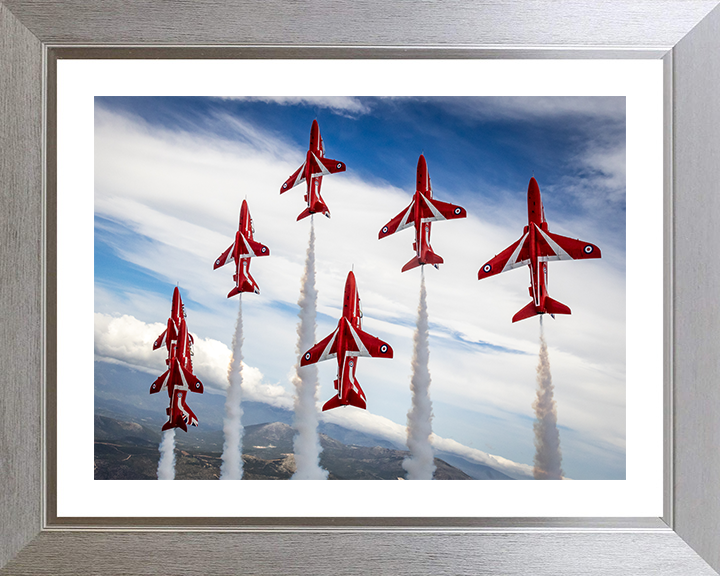 RAF Red Arrows Vertical Climb Closeup Photo Print - Royal Air Force Aircraft Hampshire Prints 10 x 8 Silver Frame Yes