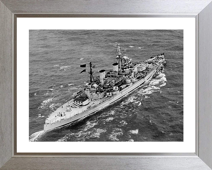 HMS Anson (79) Photo Print - at Sea 1949 - Royal Navy King George V Class Battleship Posters, Prints, & Visual Artwork Hampshire Prints 10 x 8 Silver Frame Yes