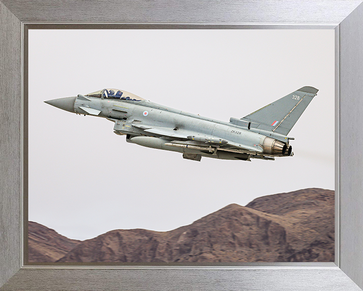 RAF Typhoon Taking Off Photo Print - Royal Air Force Aircraft Hampshire Prints 10 x 8 Silver Frame No
